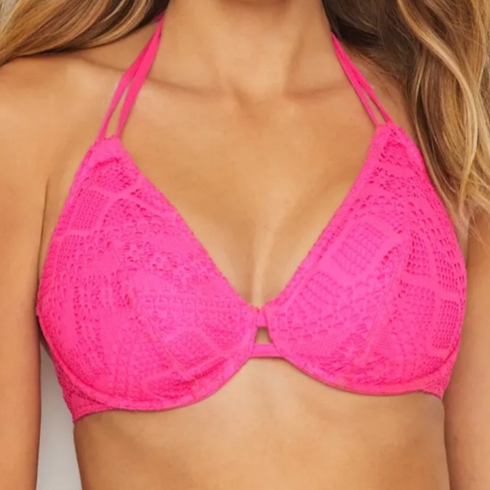 Freya Sundance Halter Bikini Top Hot Pink 34F